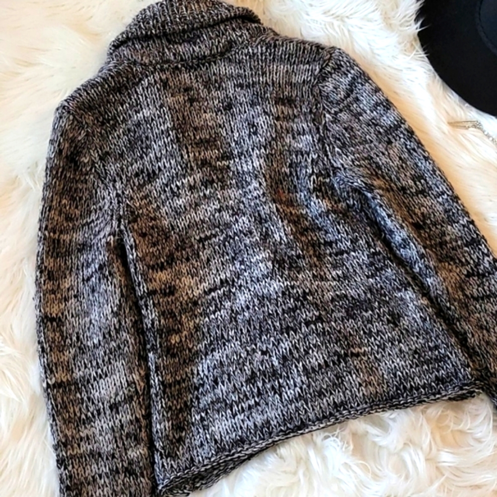 Black & White Cableknit Toggle Button Sweater - image 7